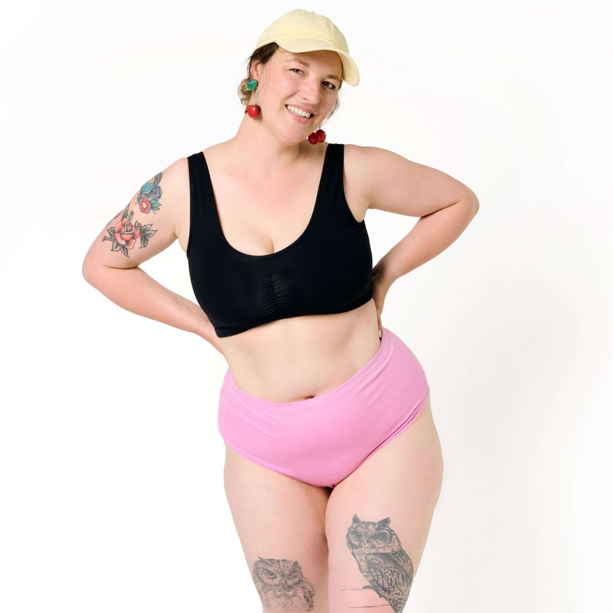 Bubblegum Pink High-Waist Panty for comfort in organic cotton made in europe