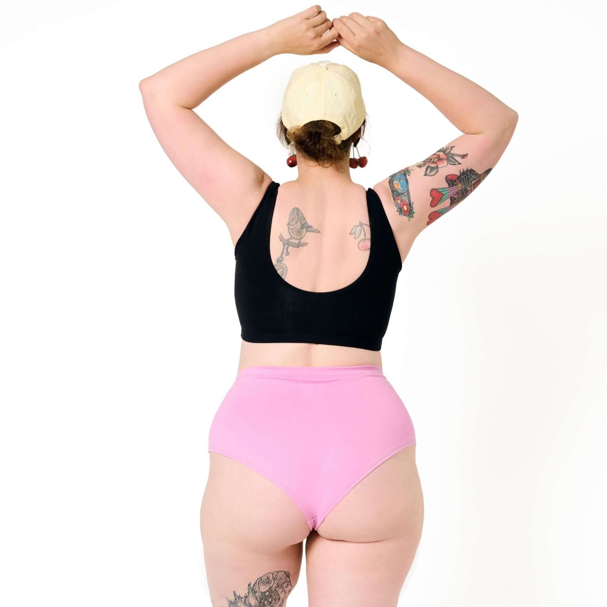 Eco-friendly Bubblegum Pink High-Waist Panty in soft, breathable organic cotton back