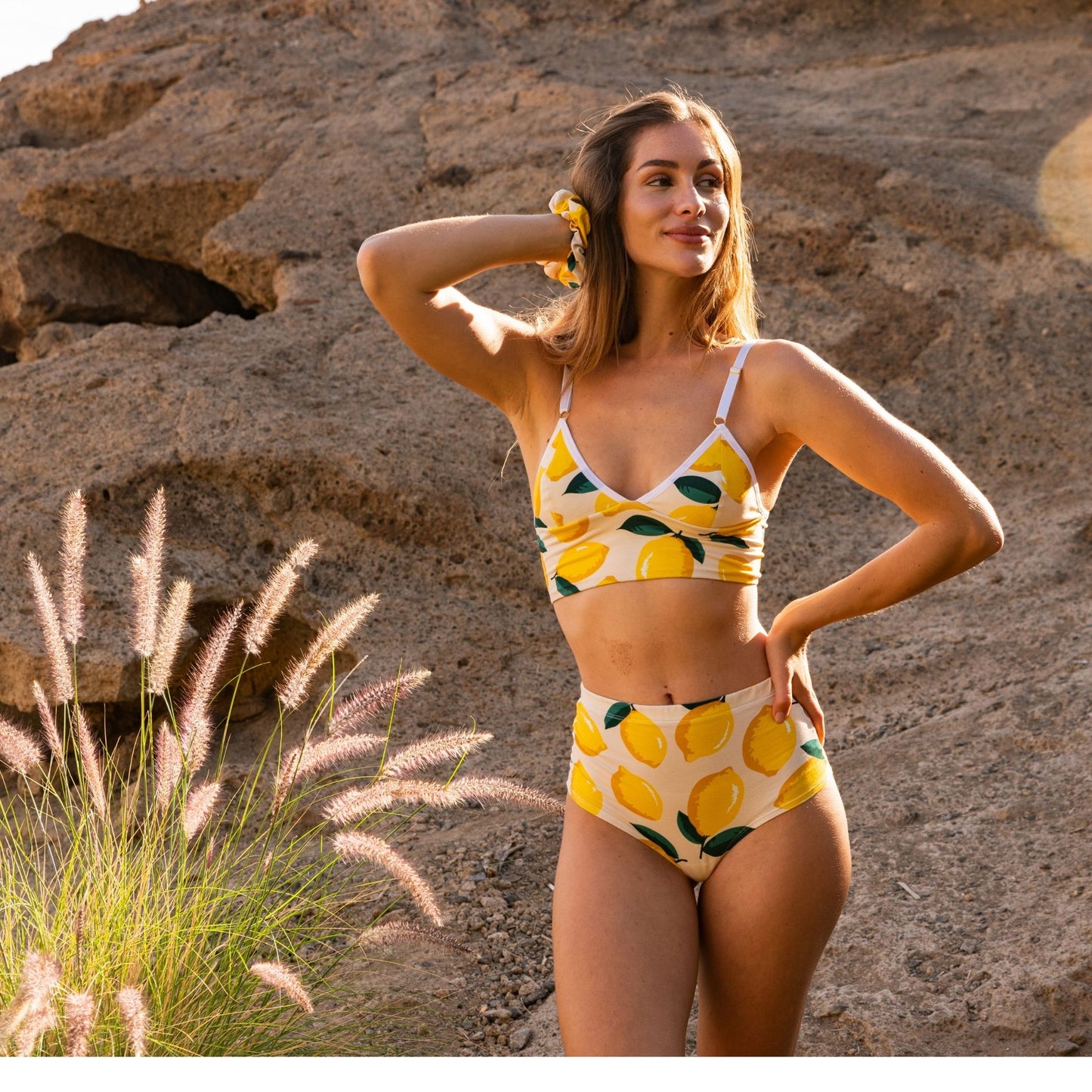 Eco-friendly Lemon Printed Hi-Waist Panty in soft organic cotton for a comfortable, high-waist fit