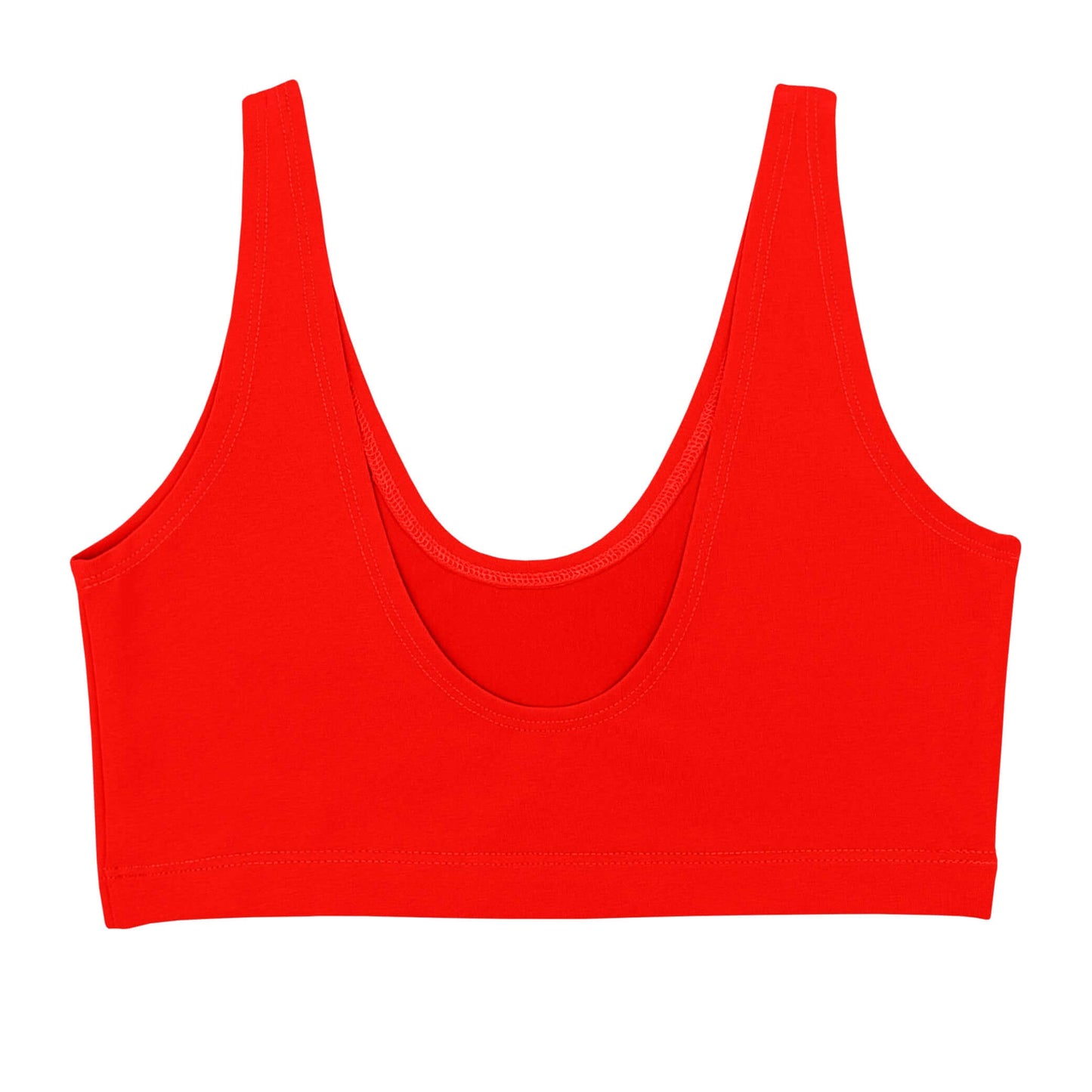 Chili Pepper Red everyday soft bra in basic design, crafted from soft, organic cotton for ultimate comfort.