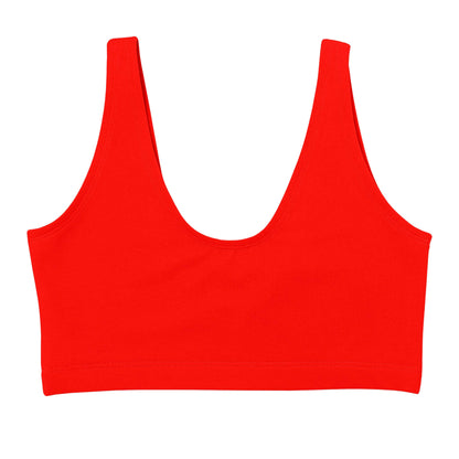 Chili Pepper Red everyday soft bra in basic design, crafted from soft, organic cotton for ultimate comfort.