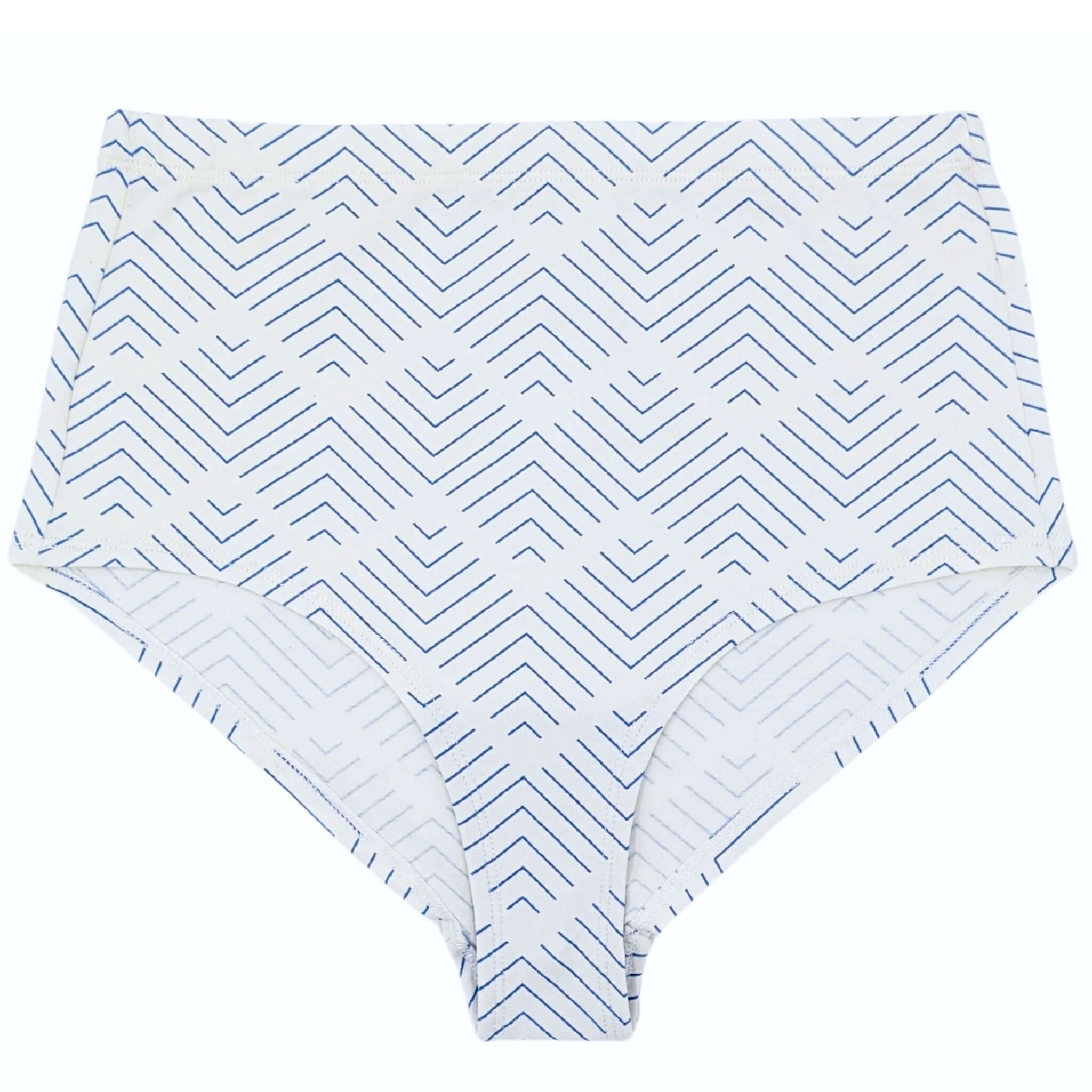 Santorini White high-waist panty made from soft organic cotton, eco-friendly and comfortable fit.