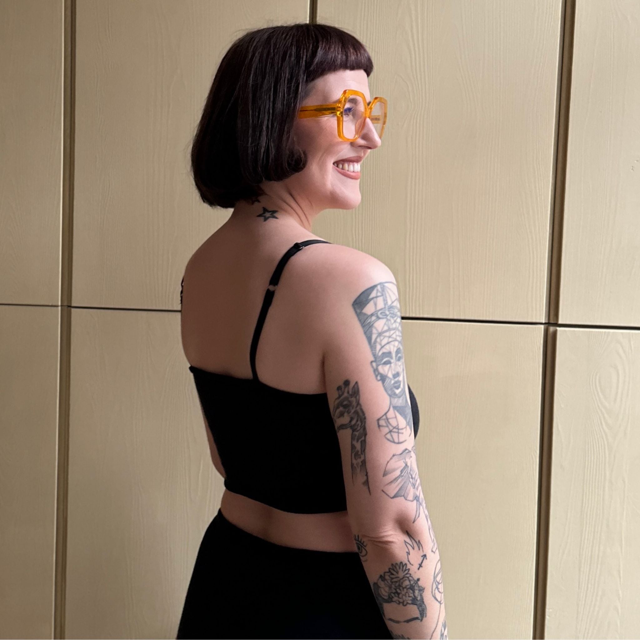 Black Fuzzy Velour Butterfly Top