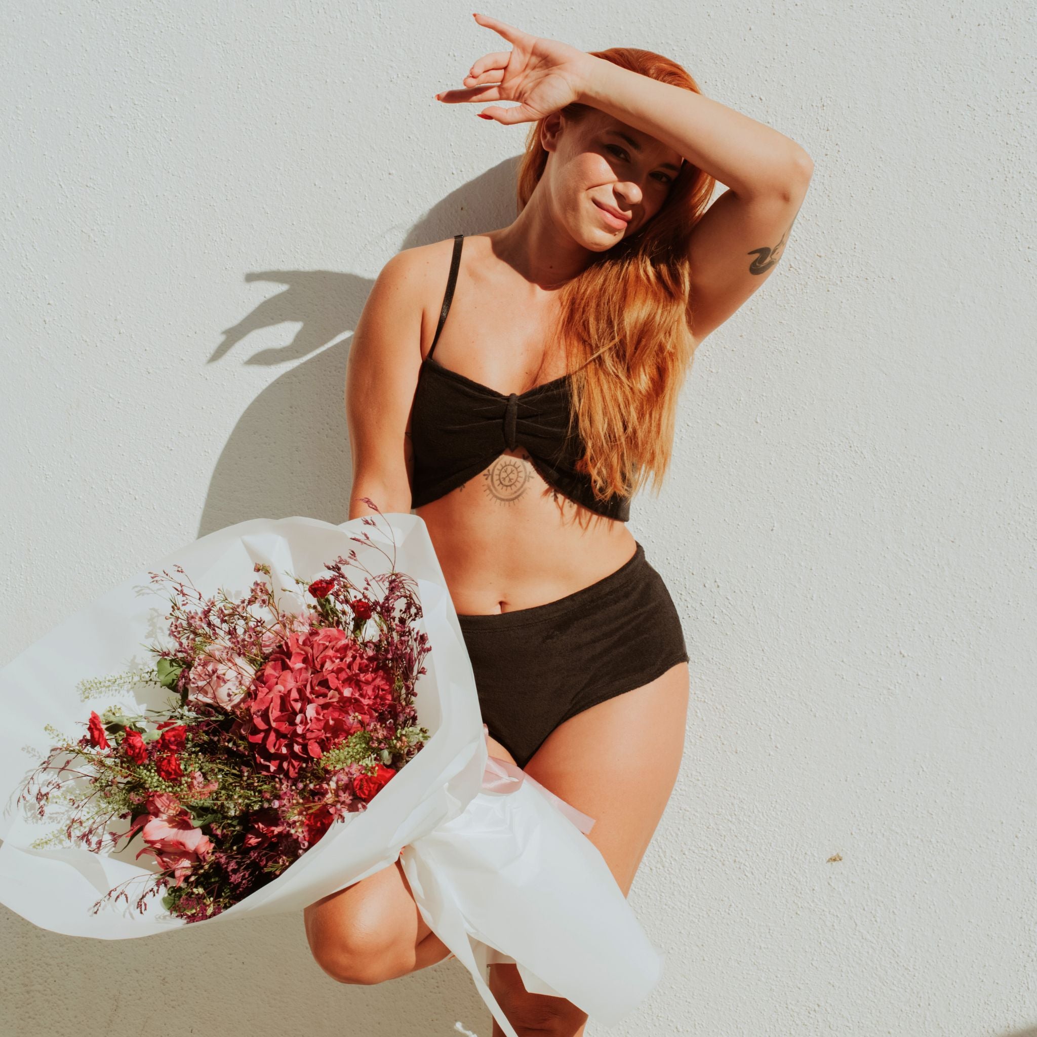 Black Fuzzy Velour Butterfly Top