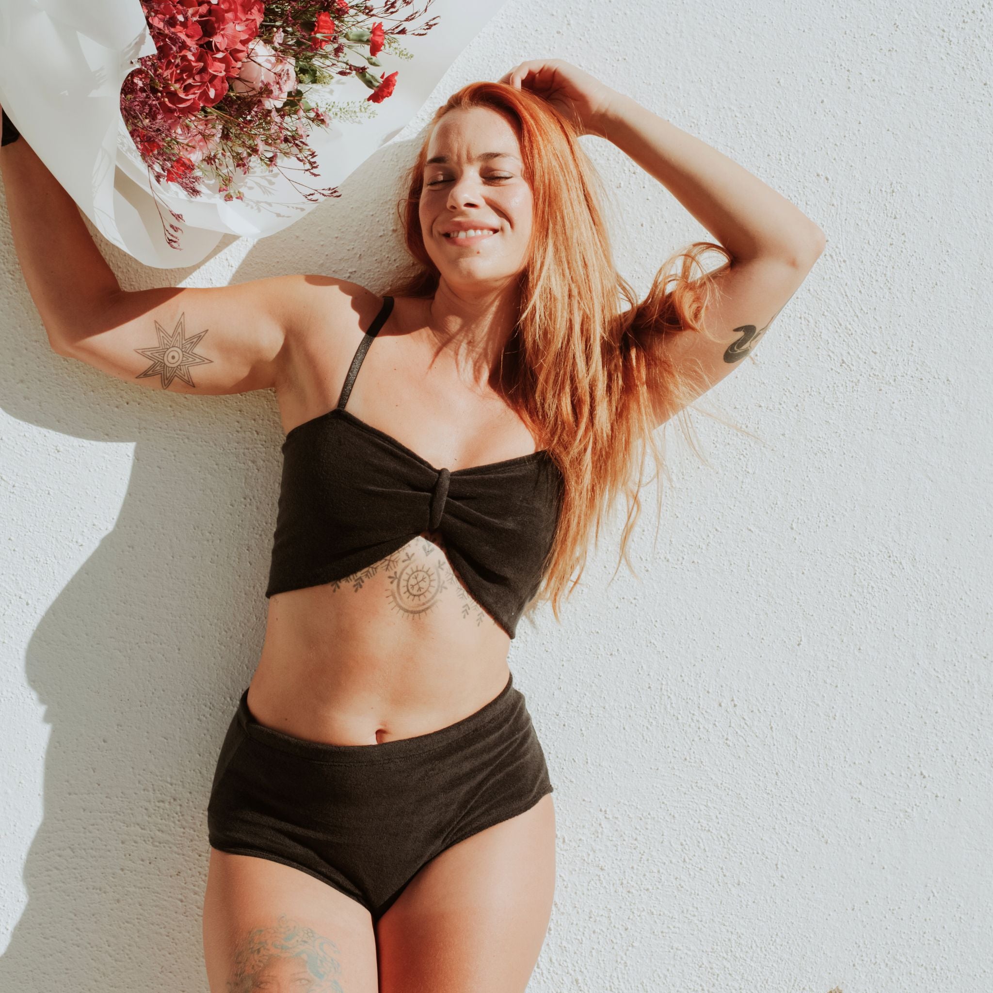 Black Fuzzy Velour Butterfly Top