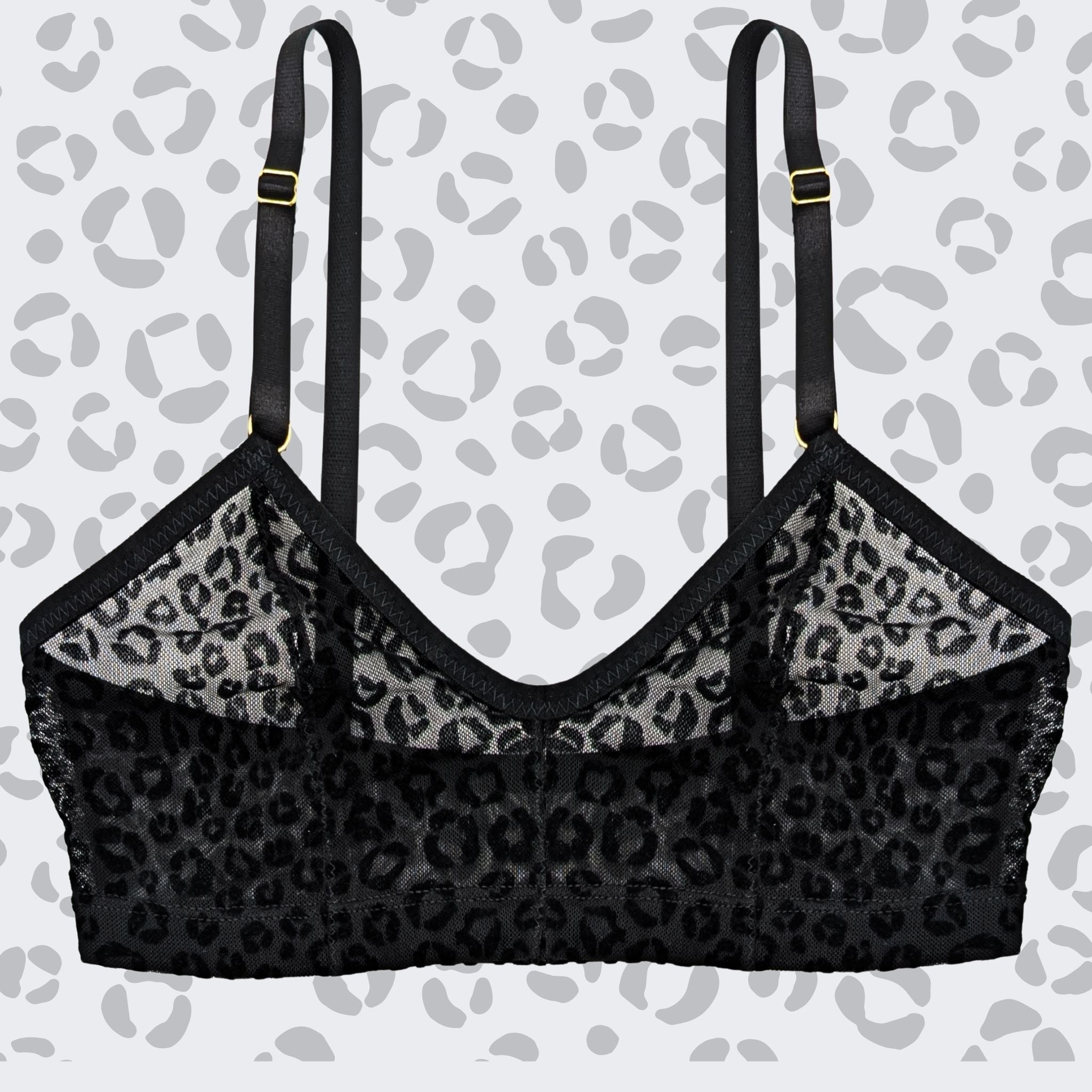 Leopard Mesh Soda Bralette (Black)