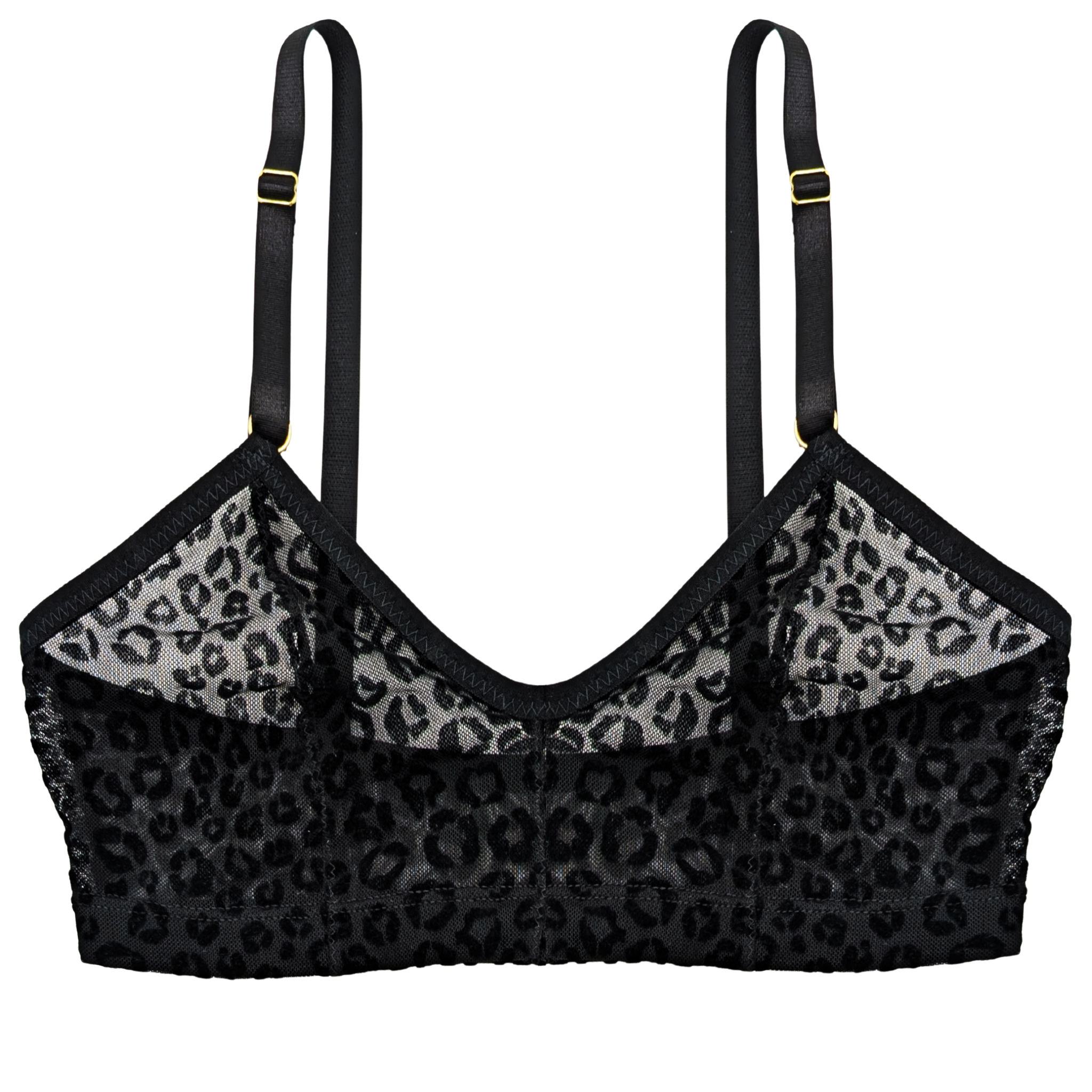 Leopard Mesh Soda Bralette (Black)