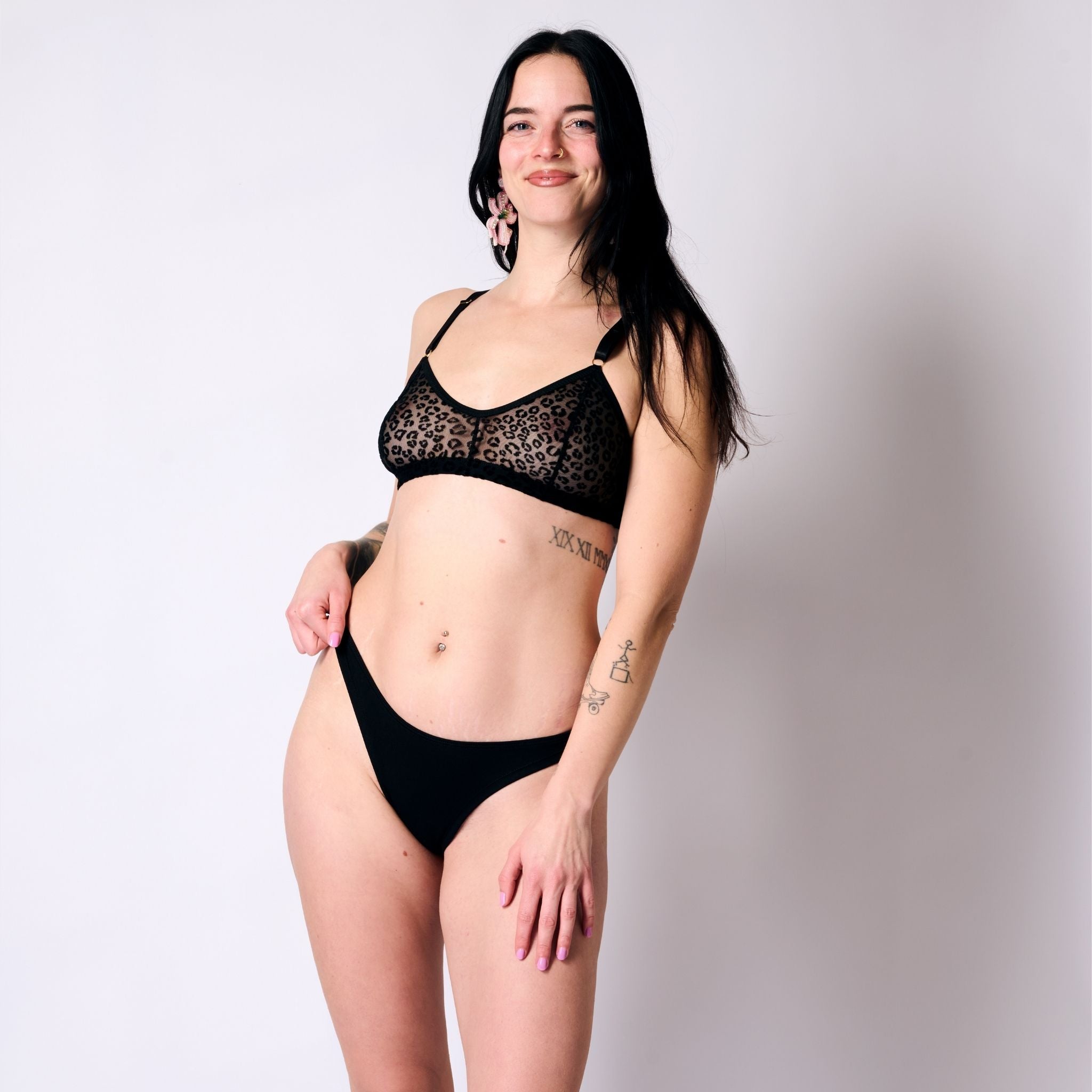 Leopard Mesh Soda Bralette (Black)