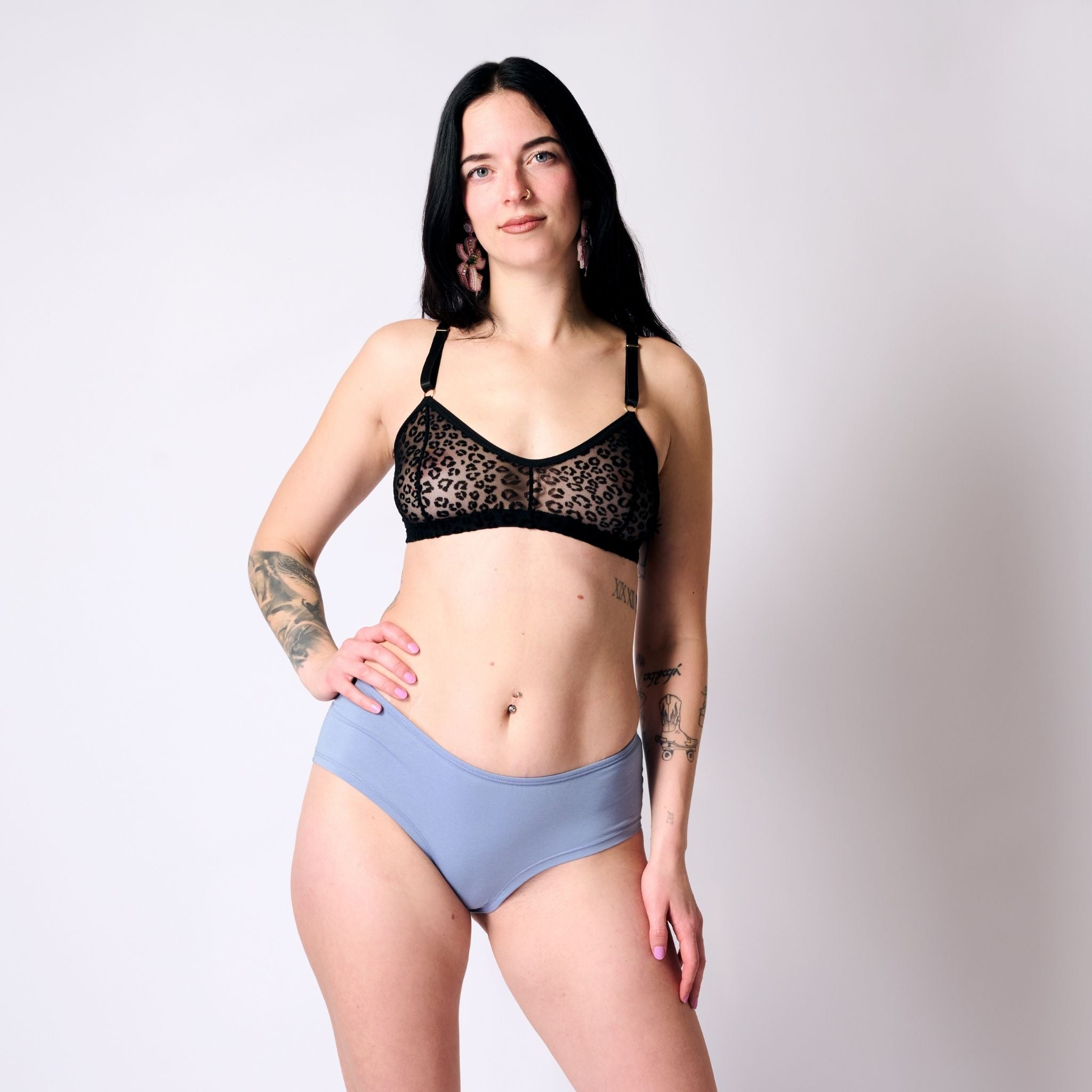 Leopard Mesh Soda Bralette (Black)