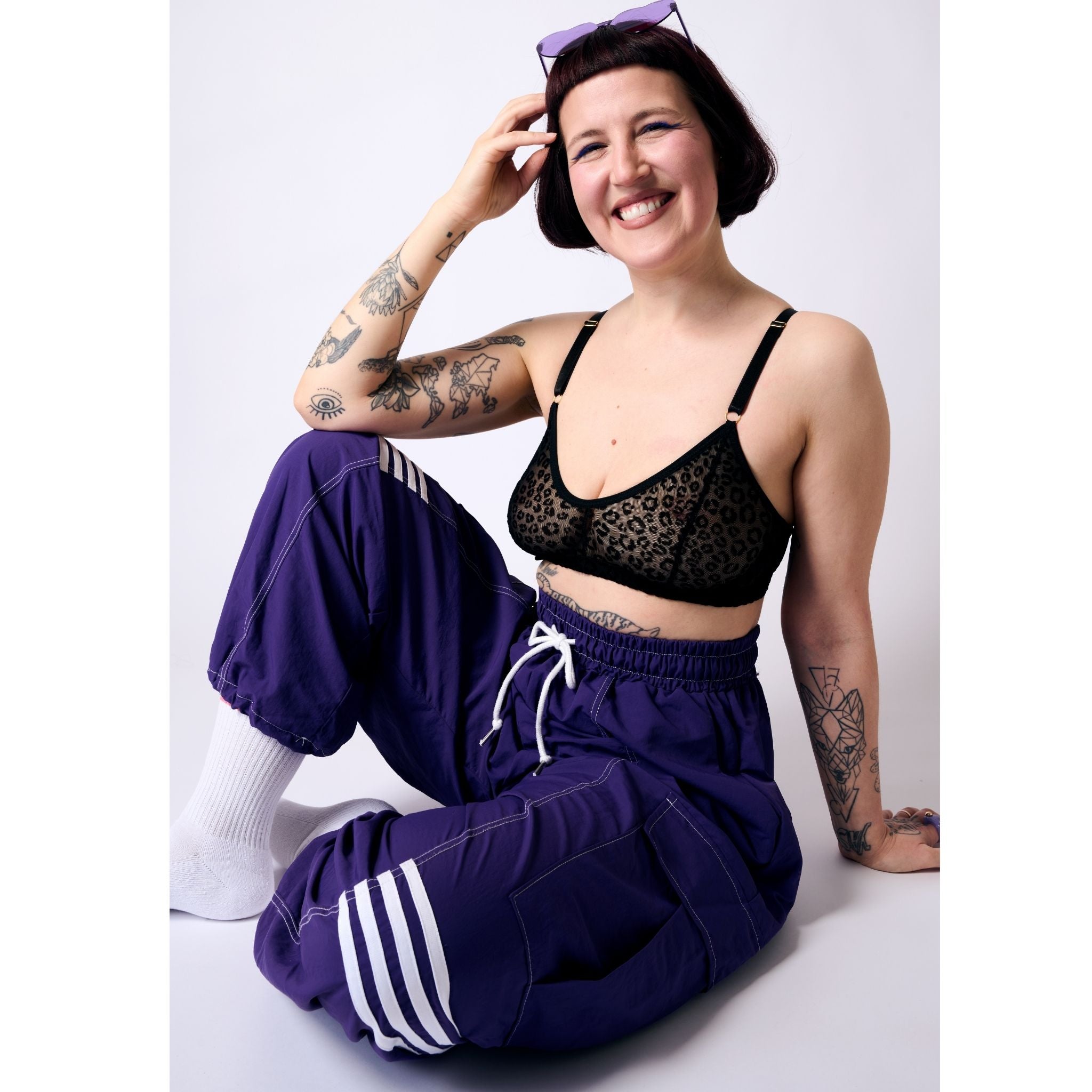 Leopard Mesh Soda Bralette (Black)