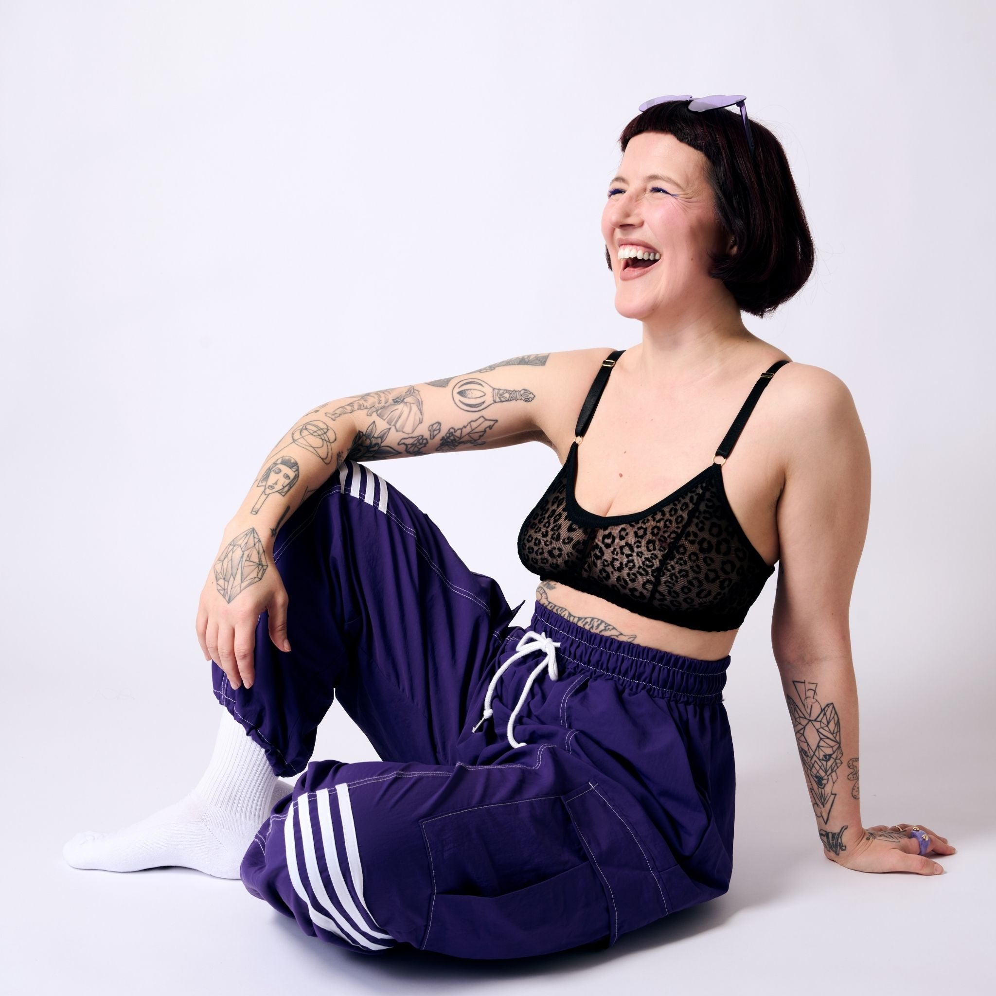 Leopard Mesh Soda Bralette (Black)