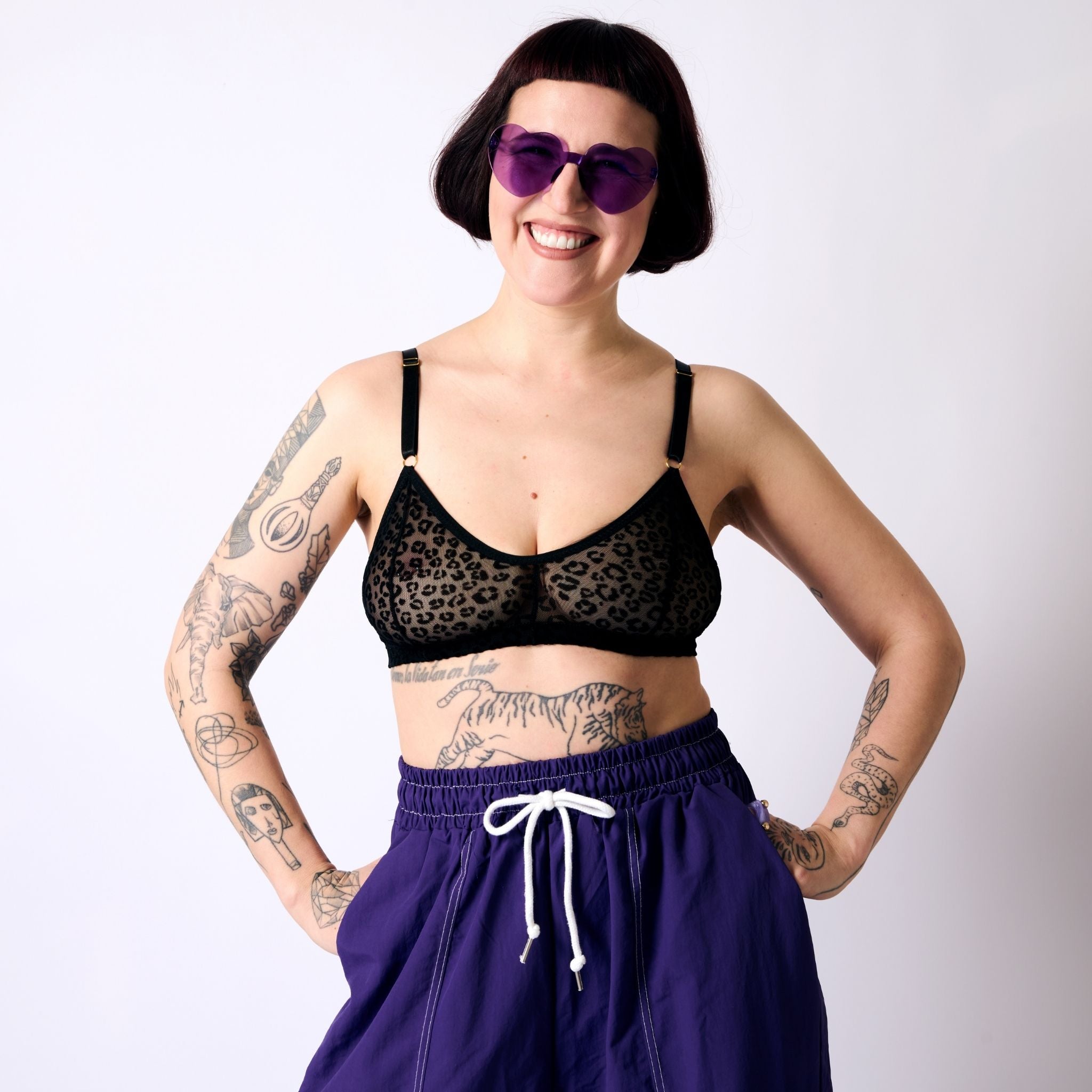 Leopard Mesh Soda Bralette (Black)