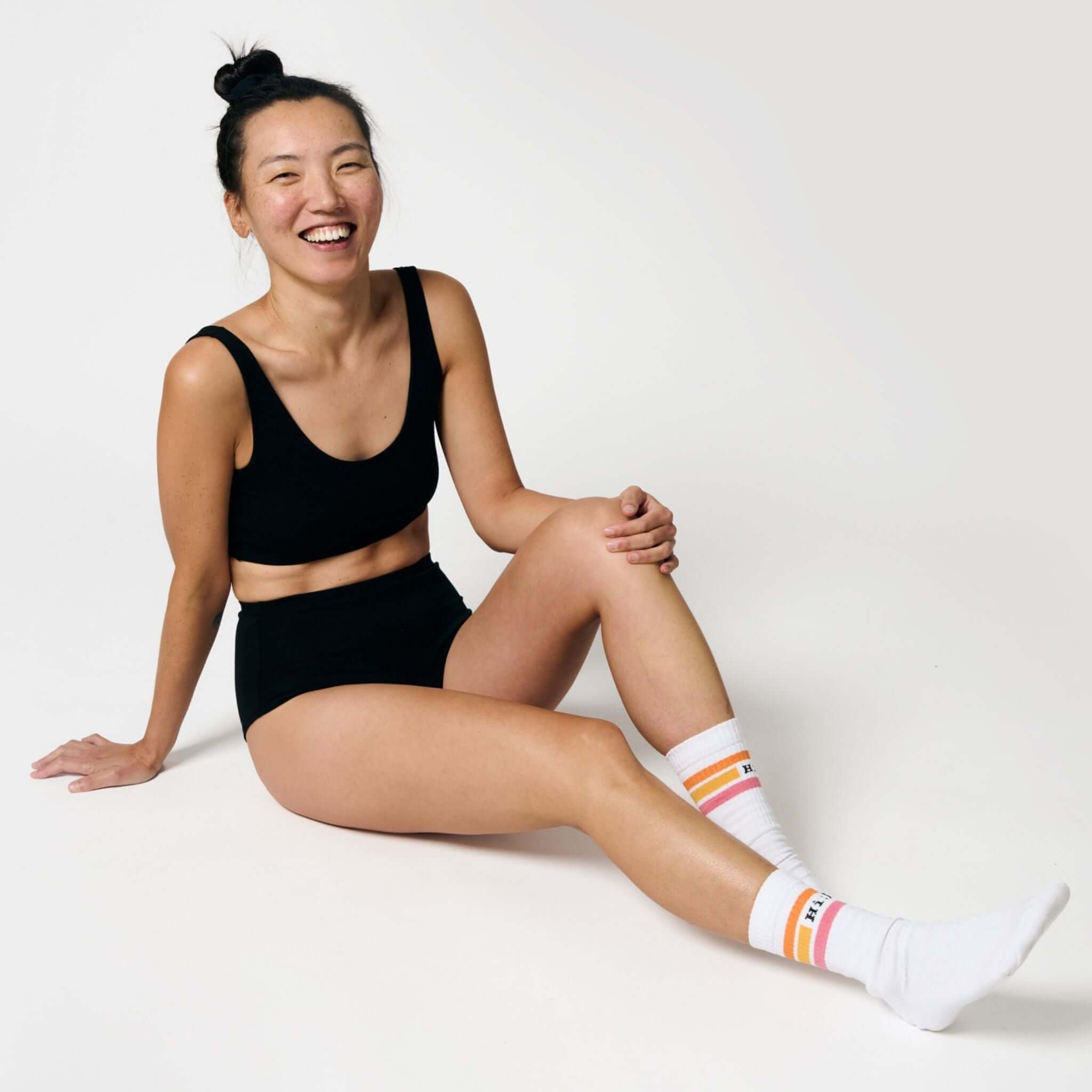 Midnight black high-waist panty made from soft micromodal fabric, offering a sleek and comfortable fit.