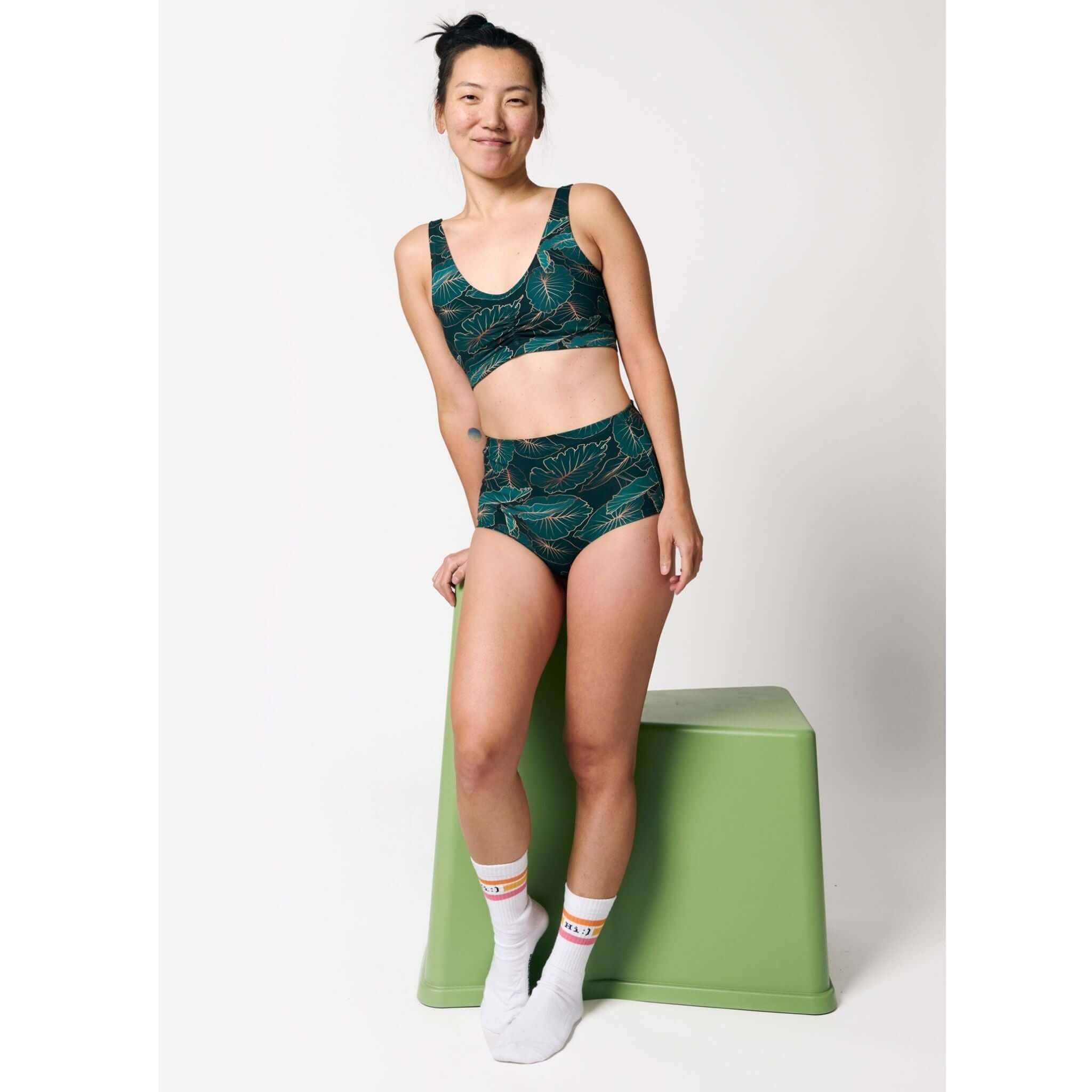  Soft, Sustainable, and Stylish: Jungle Leaf Printed Organic Cotton High-Waist Underwear