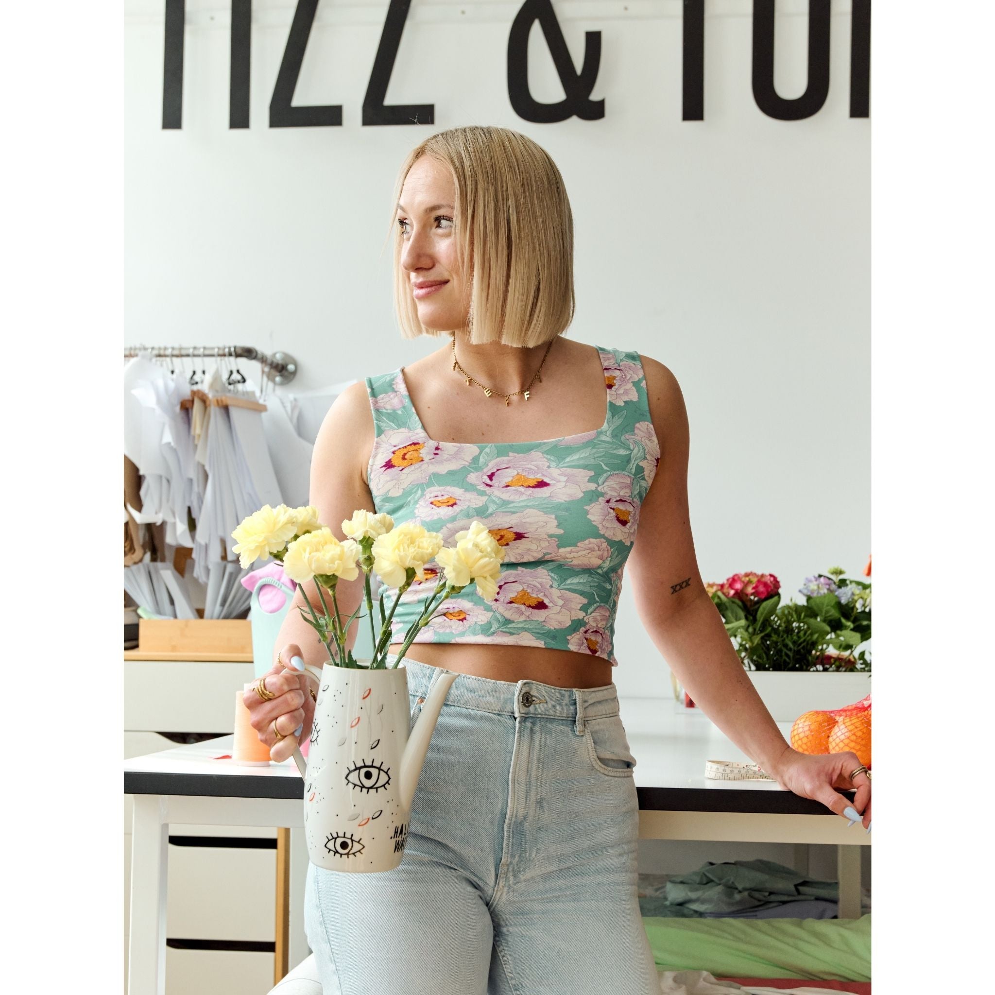 Blossom + Baby Blue Supima Cotton Reversible Tank Top