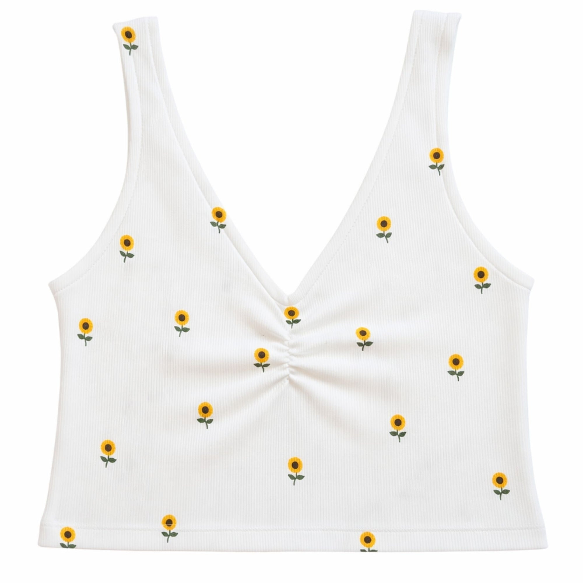 Geripptes Sunflower Cropped Tank Top