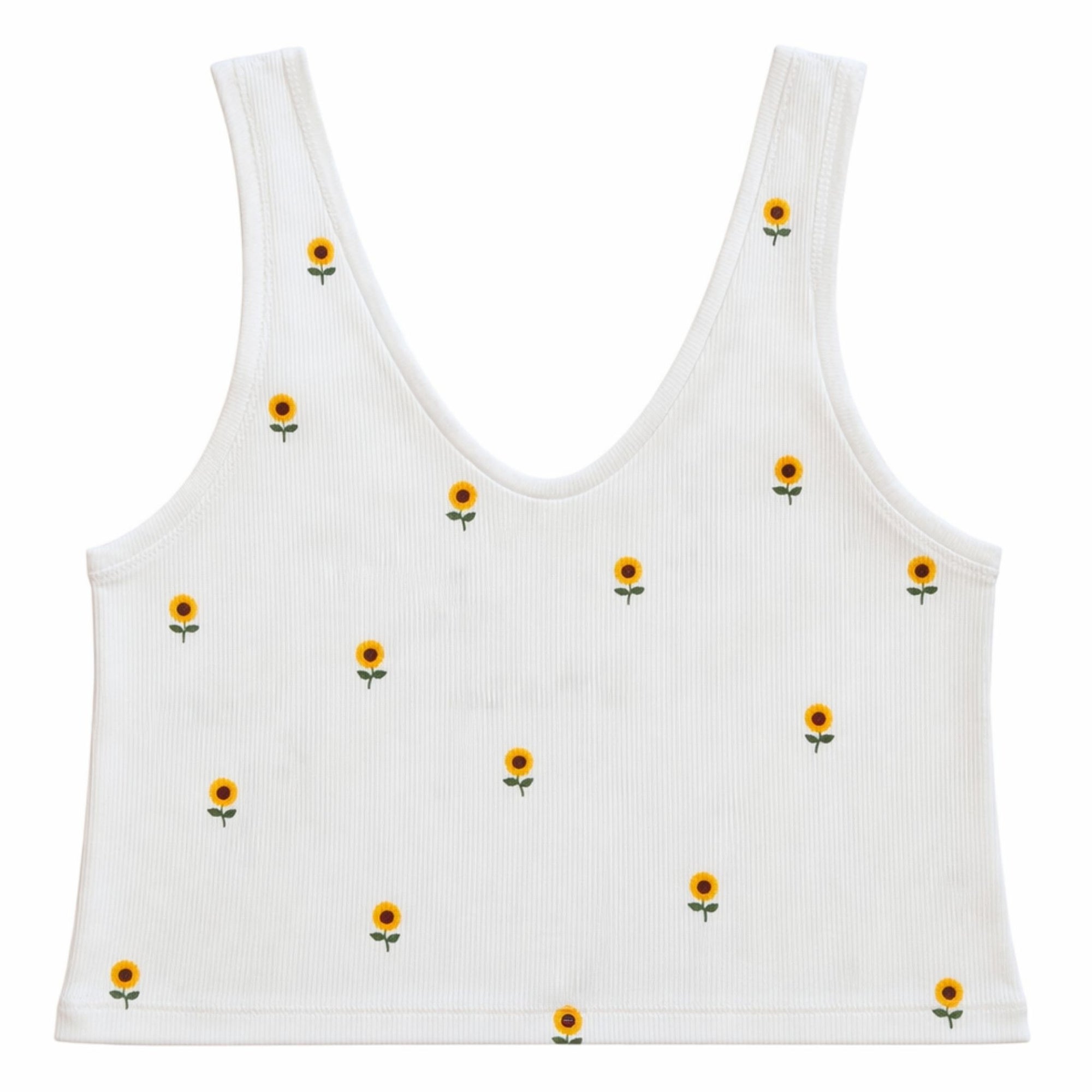 Geripptes Sunflower Cropped Tank Top