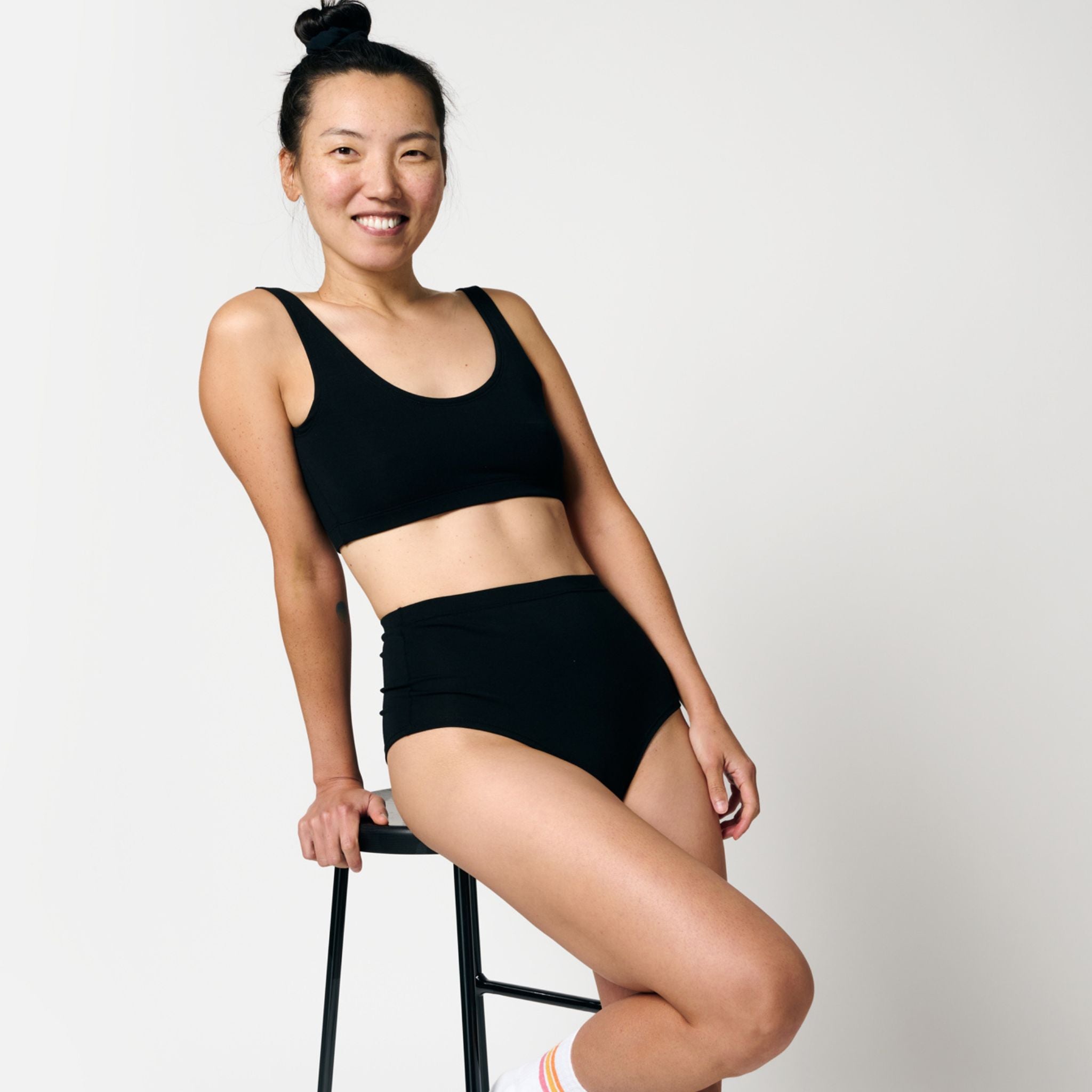 Schwarz-Bio-Baumwoll-High-Waist-Höschen