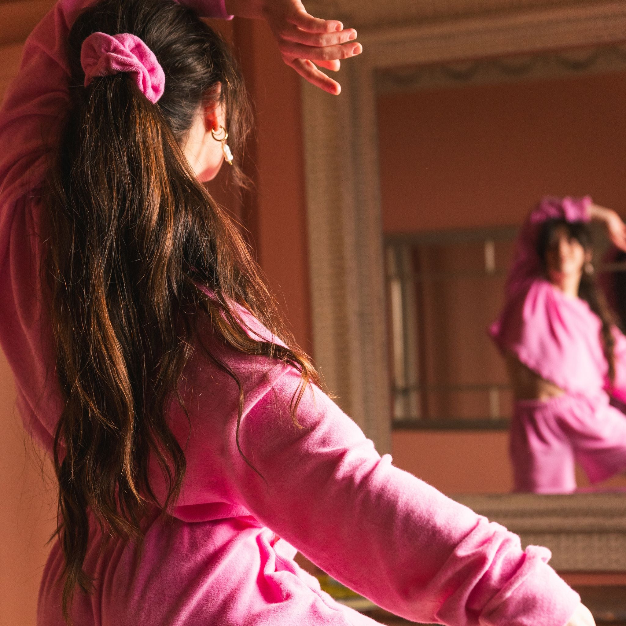 Pink Fuzzy Velour Supima Cotton Scrunchies