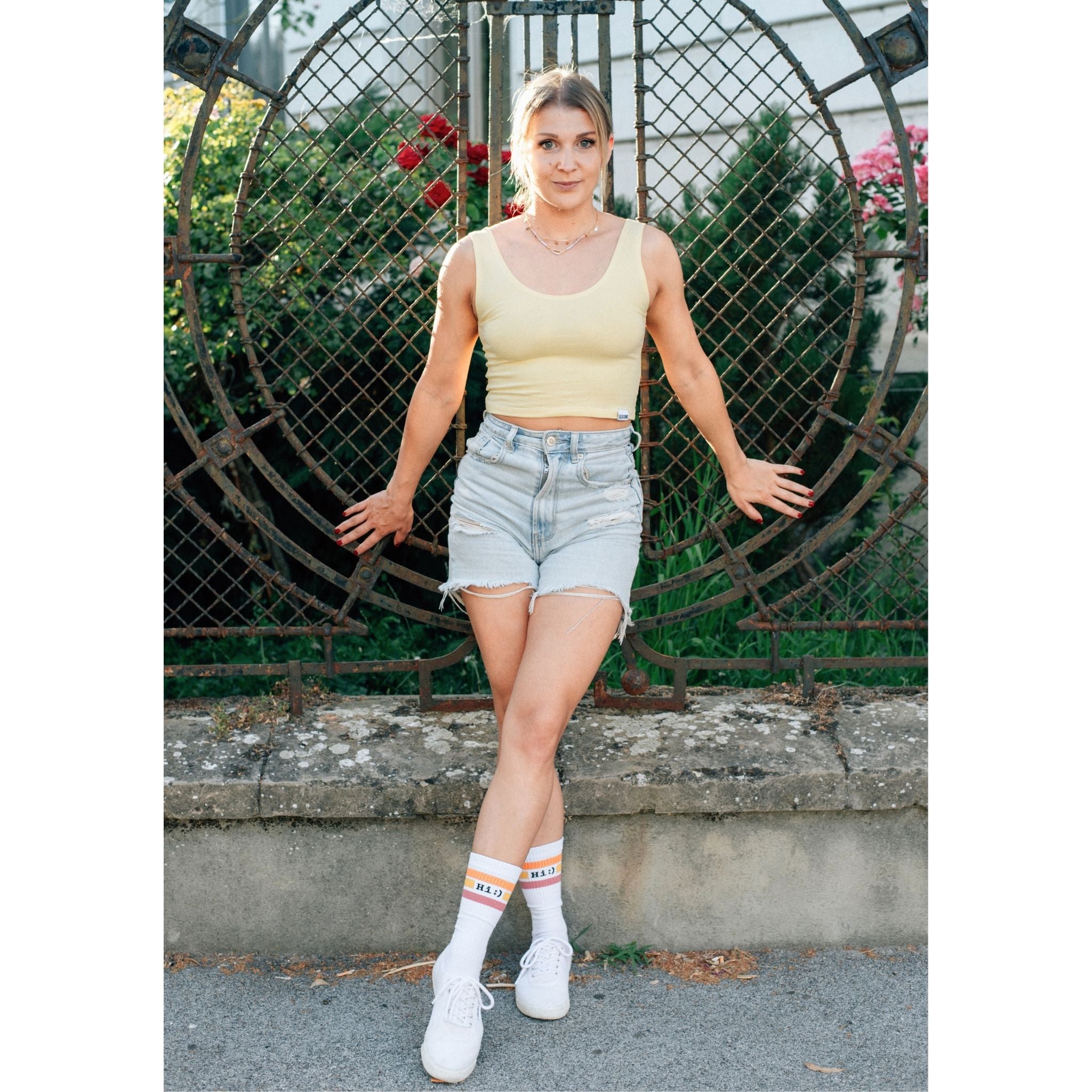 Buttergelb-Bio-Baumwoll-Cropped-Tank-Top